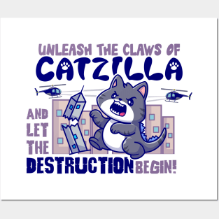 Unleash the Claws of Catzilla Posters and Art